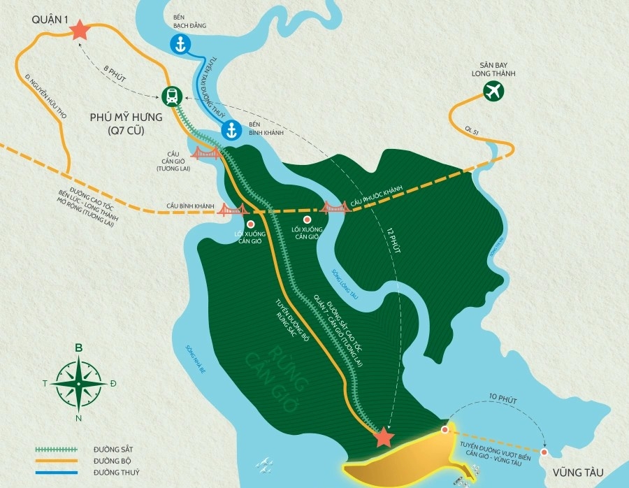 Siêu đô thị biển hưởng lợi từ các hạ tầng tỷ đô, nhiều tiềm năng thu hút du khách, cư dân nhờ thuận lợi kết nối đa hướng (Ảnh: Vinhomes Green Paradise Cần Giờ).