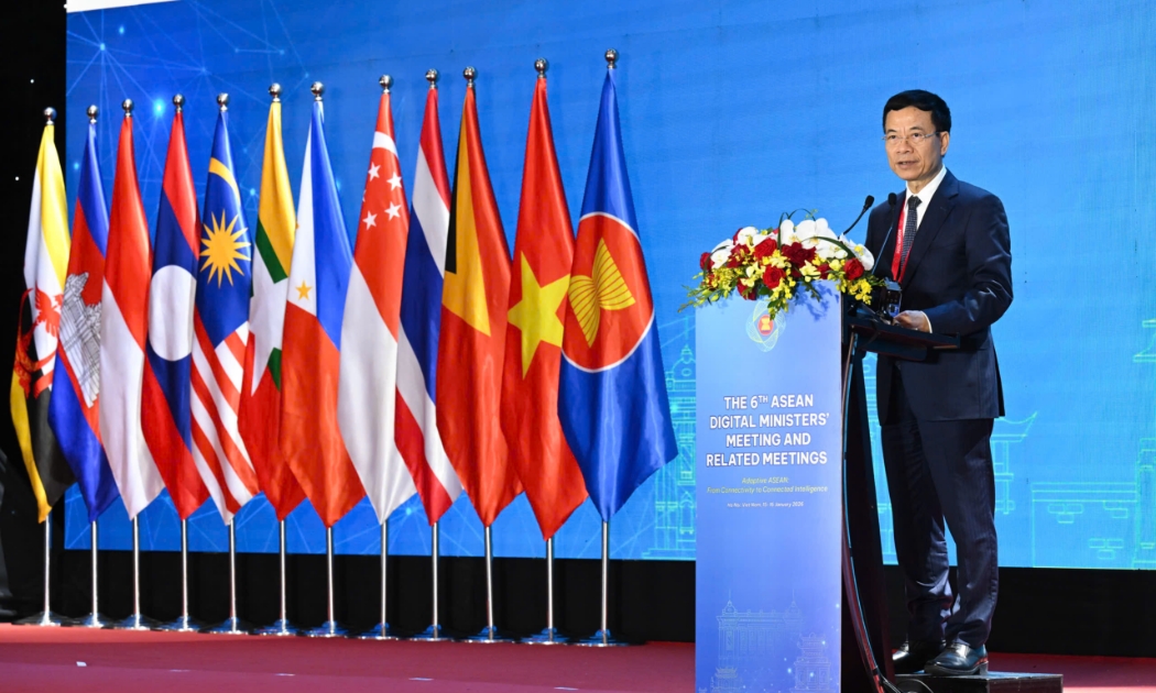 Bộ trưởng Bộ Khoa học và Công nghệ Nguyễn Mạnh Hùng phát biểu khai mạc Hội nghị ADGMIN lần thứ 6. 