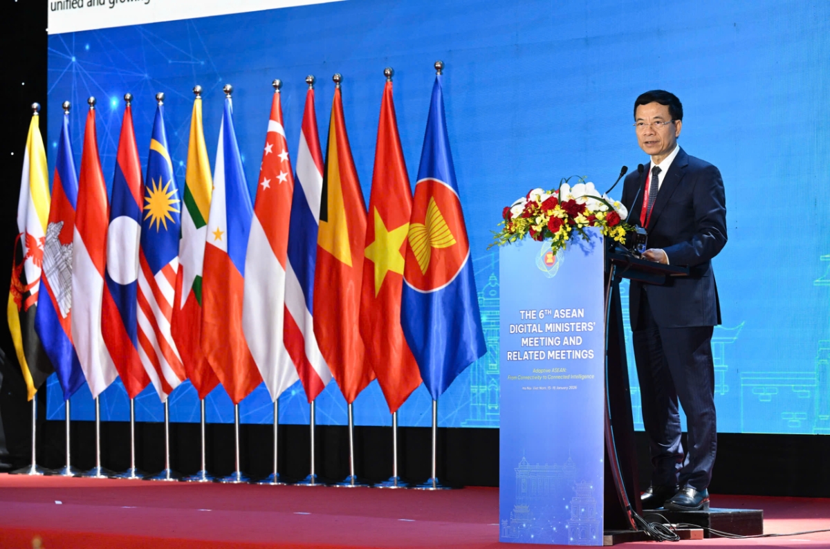 Bộ trưởng Bộ Khoa học và Công nghệ Nguyễn Mạnh Hùng phát biểu khai mạc Hội nghị ADGMIN lần thứ 6. 