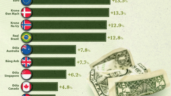 Những đồng tiền tăng mạnh nhất so với USD năm 2025