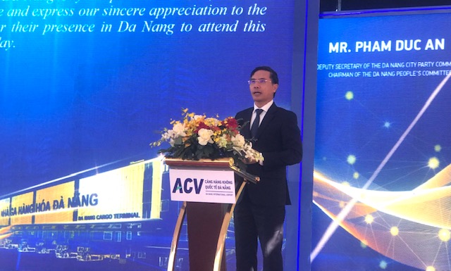 Chủ tịch UBND thành phố Đà Nẵng Phạm Đức Ấn, phát biểu tại lễ khởi công. Ảnh Ngô Anh Văn