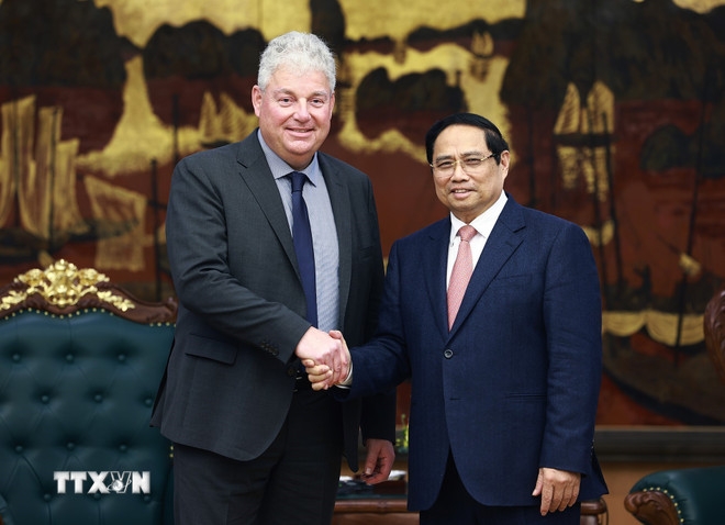 Thủ tướng Phạm Minh Chính tiếp ông Eduard Stiphout - Phó Chủ tịch Cấp cao, Tập đoàn ASML. Ảnh: TTXVN.