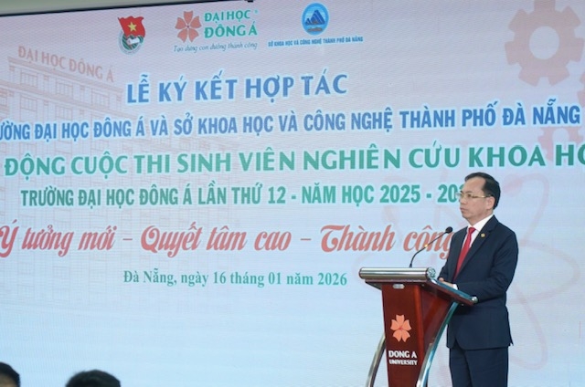 Ông Nguyễn Thanh Hồng, Giám đốc Sở KH&CN Đà Nẵng, phát biểu tại lễ ký.