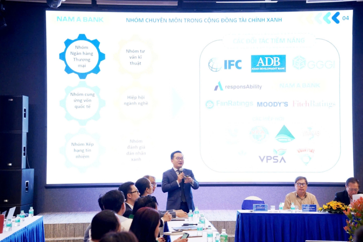 Hội thảo quy tụ cơ quan quản lý, tổ chức quốc tế, định chế tài chính, chuyên gia và cộng đồng doanh nghiệp.&nbsp;Ảnh: Nam A Bank.