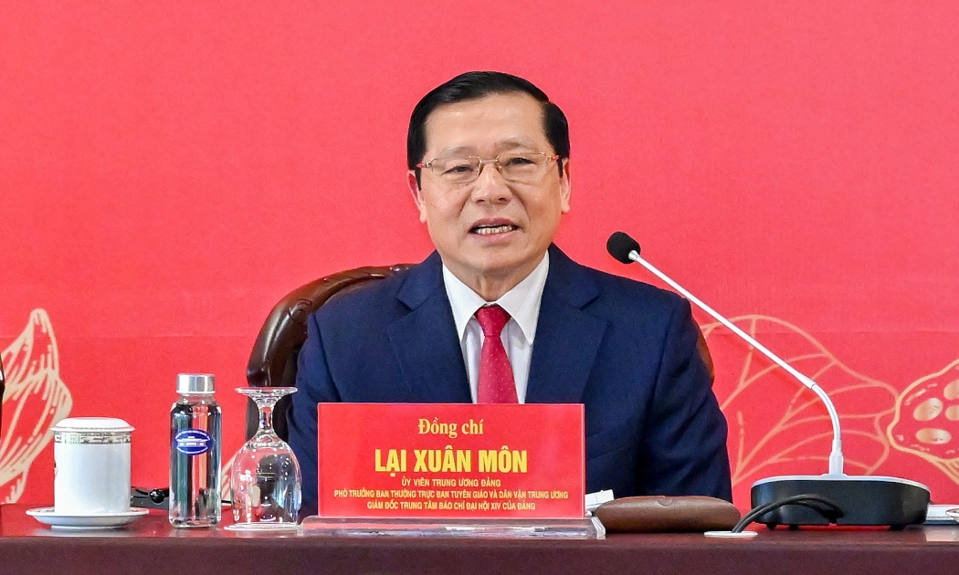 Đồng chí Lại Xuân Môn, Ủy viên Trung ương Đảng, Phó Trưởng ban Thường trực Ban Tuyên giáo và Dân vận Trung ương, Giám đốc Trung tâm Báo chí Đại hội XIV.