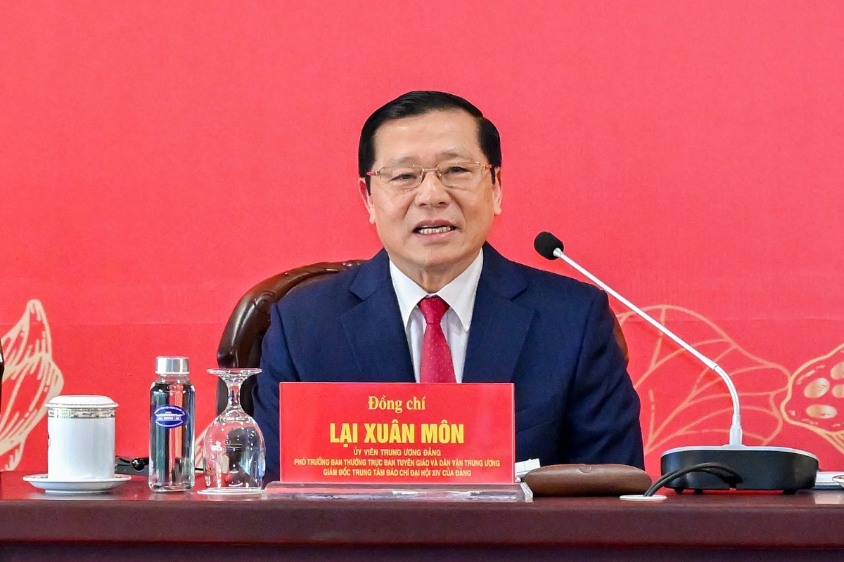 Đồng chí Lại Xuân Môn, Ủy viên Trung ương Đảng, Phó Trưởng ban Thường trực Ban Tuyên giáo và Dân vận Trung ương, Giám đốc Trung tâm Báo chí Đại hội XIV.