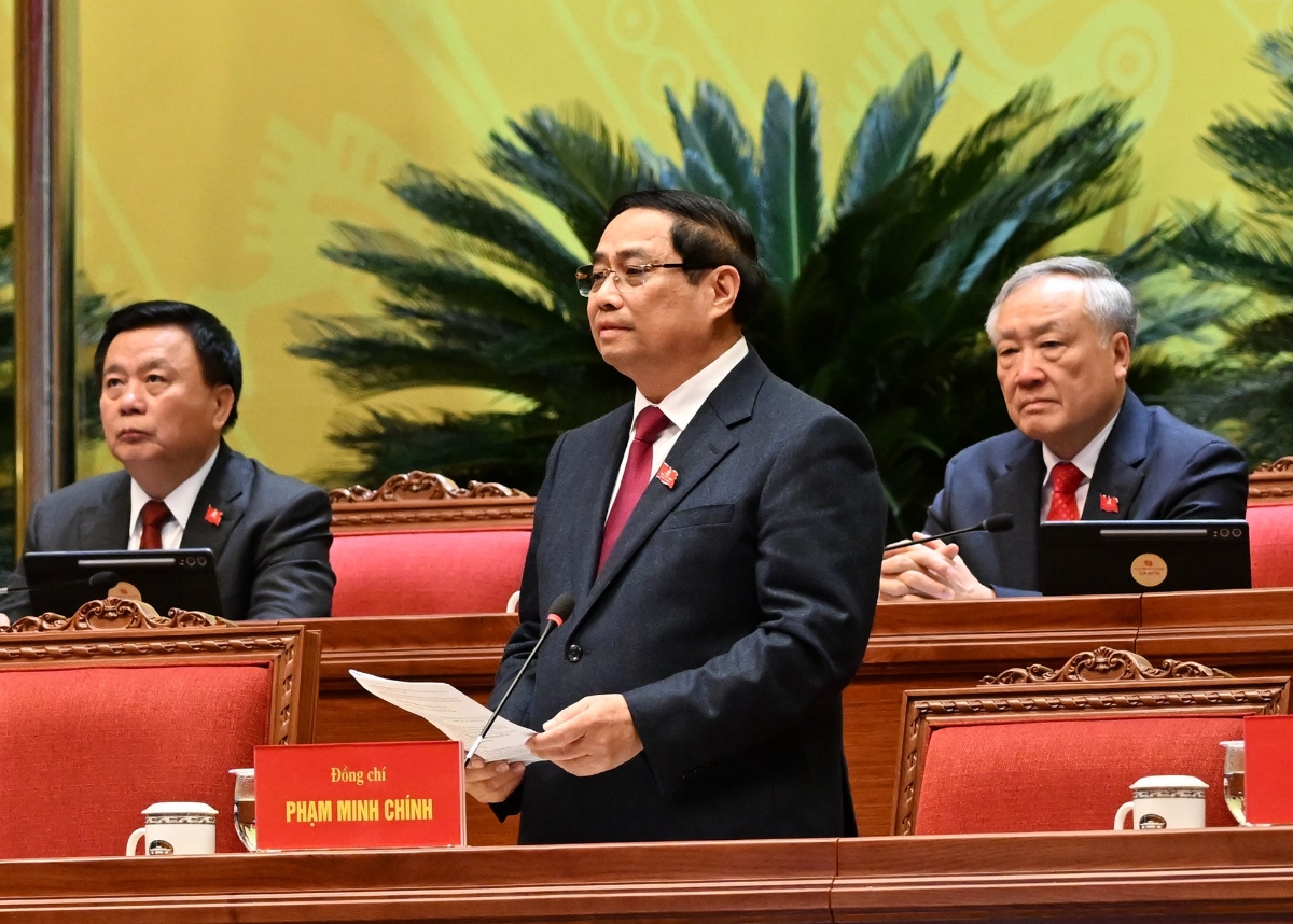 Đồng chí Phạm Minh Chính, Ủy viên Bộ Chính trị, Thủ tướng Chính phủ điều hành Phiên khai mạc Đại hội.