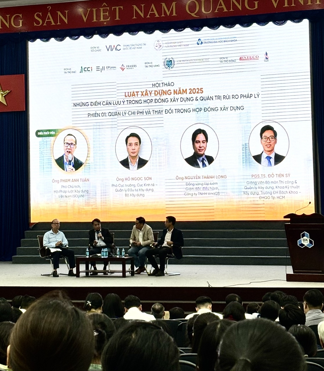 Hội thảo Luật Xây dựng 2025 “Những rủi ro pháp lý trong Hợp đồng xây dựng, Quản trị rủi ro pháp lý” do Bộ Xây dựng và Trung tâm Trọng tài Quốc tế Việt Nam (VIAC) tổ chức