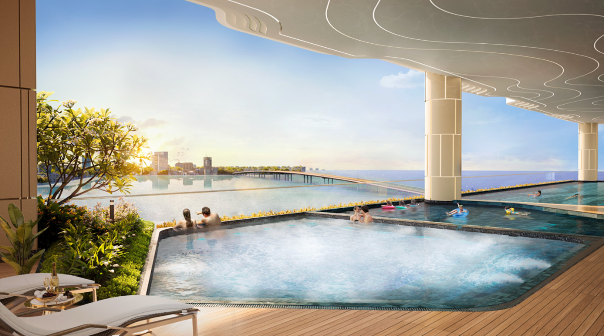 Hồ bơi Jacuzzi, một trong những tiện ích chuẩn wellness tại Welltone Luxury Residence.