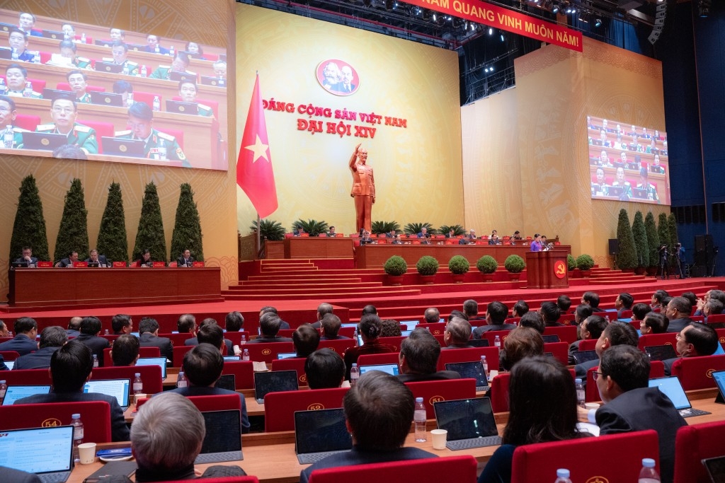 Quang cảnh phiên thảo luận tại hội trường Đại hội sáng 21/1. Ảnh: TTXVN