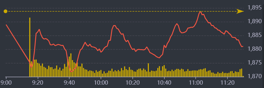 Diễn biến VN-Index sáng nay.
