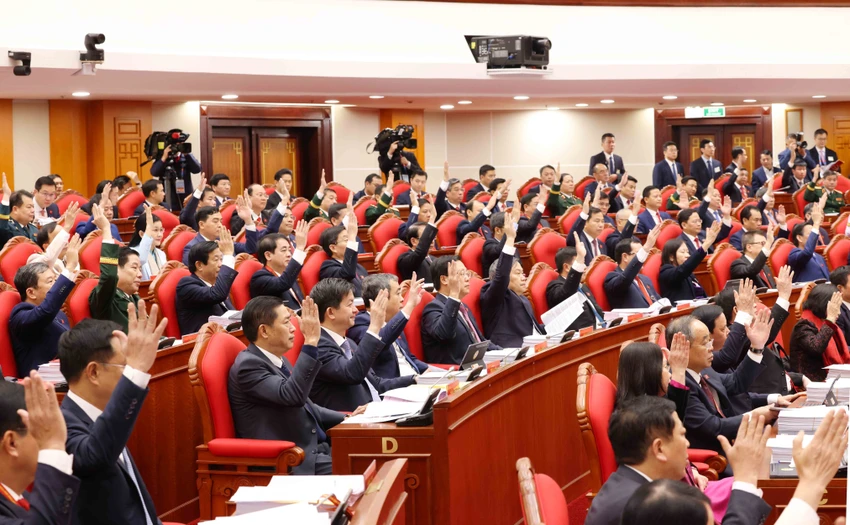 Các đại biểu tham dự Hội nghị lần thứ nhất Ban Chấp hành Trung ương Đảng khóa XIV. Ảnh: TTXVN.