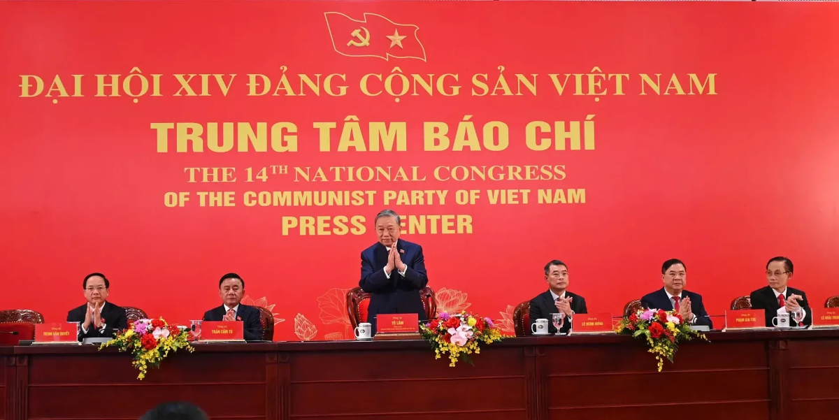 Đồng chí Tổng Bí thư Tô Lâm chủ trì họp báo quốc tế công bố kết quả Đại hội XIV của Đảng. 