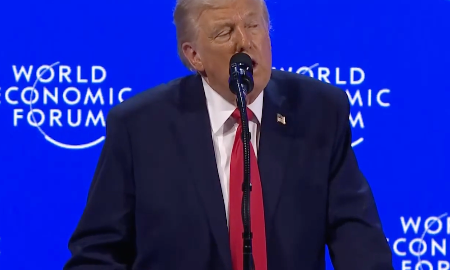 Tổng thống Mỹ Donald Trump phát biểu tại WEF mới đây - Ảnh: Associated Press.