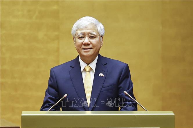 Ông Đỗ Văn Chiến, Ủy viên Bộ Chính trị, Phó Bí thư Thường trực Đảng uỷ Quốc hội, Phó Chủ tịch Thường trực Quốc hội trình bày chuyên đề “thông báo nhanh kết quả Đại hội đại biểu toàn quốc lần thứ XIV của Đảng”. Ảnh: TTXVN.