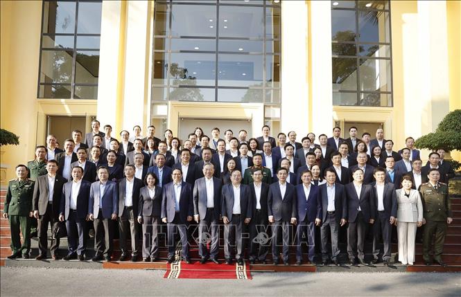 Tổng Bí thư Tô Lâm, Thủ tướng Phạm Minh Chính và các đại biểu. Ảnh: TTXVN
