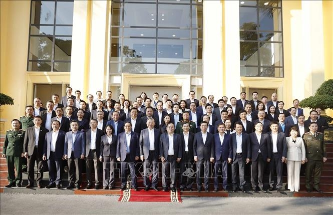 Tổng Bí thư Tô Lâm, Thủ tướng Phạm Minh Chính và các đại biểu. Ảnh: TTXVN