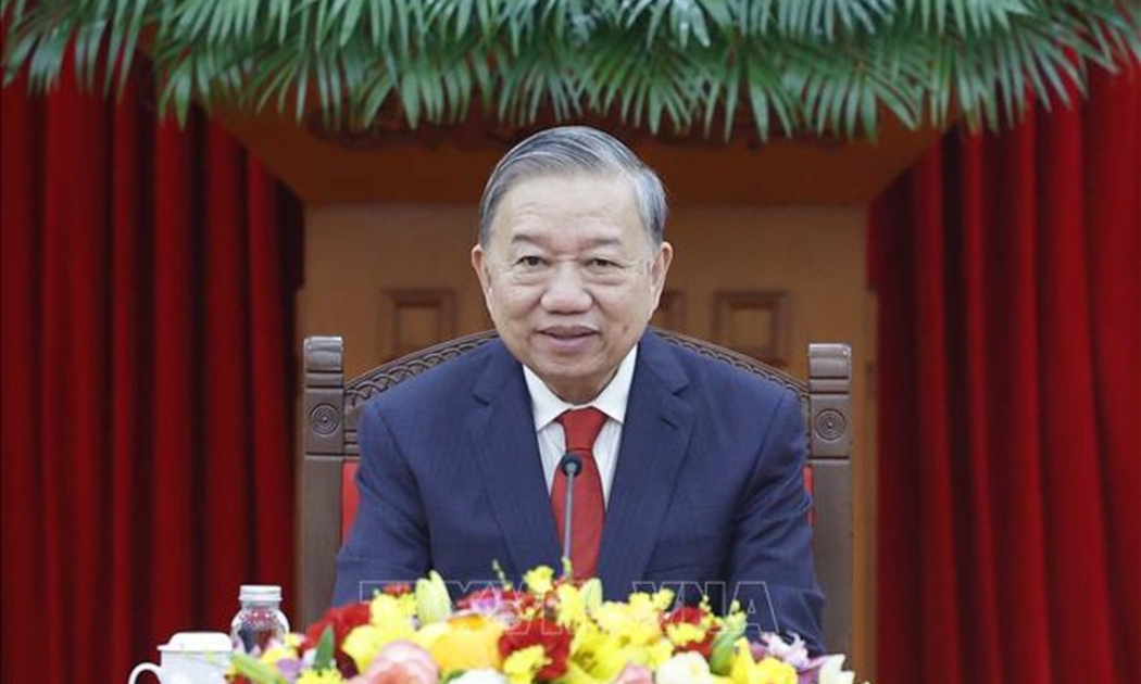 Tổng Bí thư Tô Lâm điện đàm với Tổng Bí thư, Chủ tịch nước Cộng hòa nhân dân Trung Hoa Tập Cận Bình - Ảnh: TTXVN