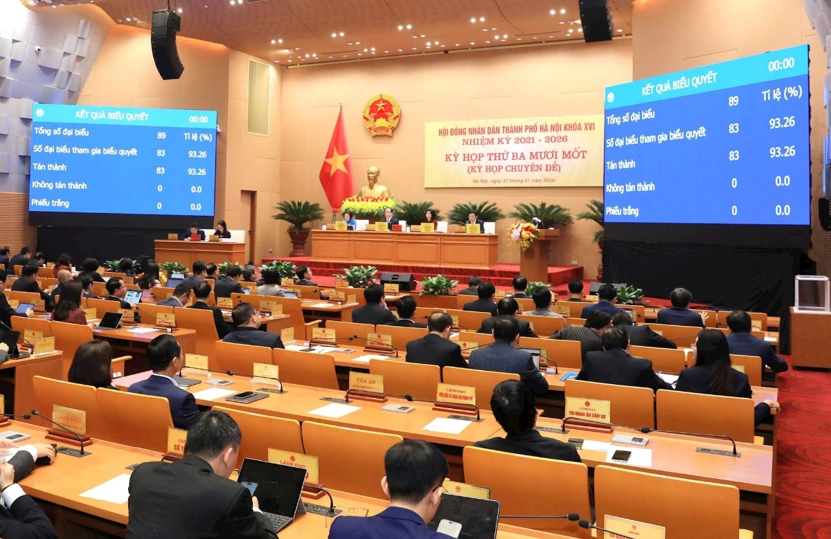 Đại biểu bấm nút thông qua nghị quyết. Ảnh: TTXVN