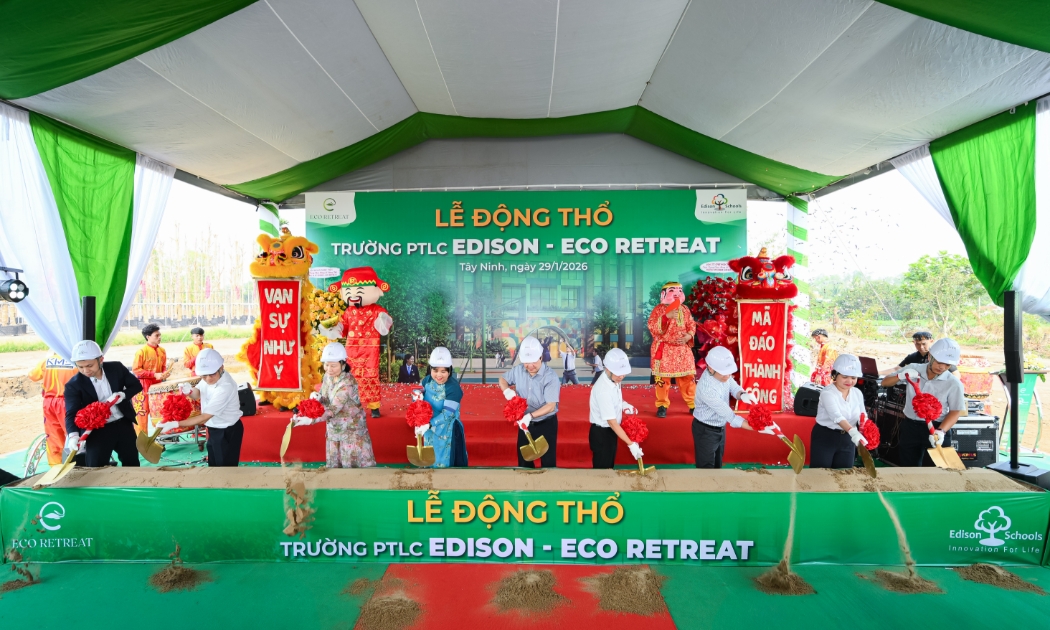 Động thổ tổ hợp giáo dục phổ thông liên cấp Edison, trường học tiên phong trong đổi mới sáng tạo toàn quốc tại đô thị Eco Retreat 