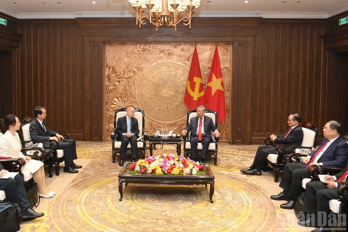 Quang cảnh cuộc tiếp tại Trụ sở Trung ương Đảng. Ảnh: Nhân Dân.