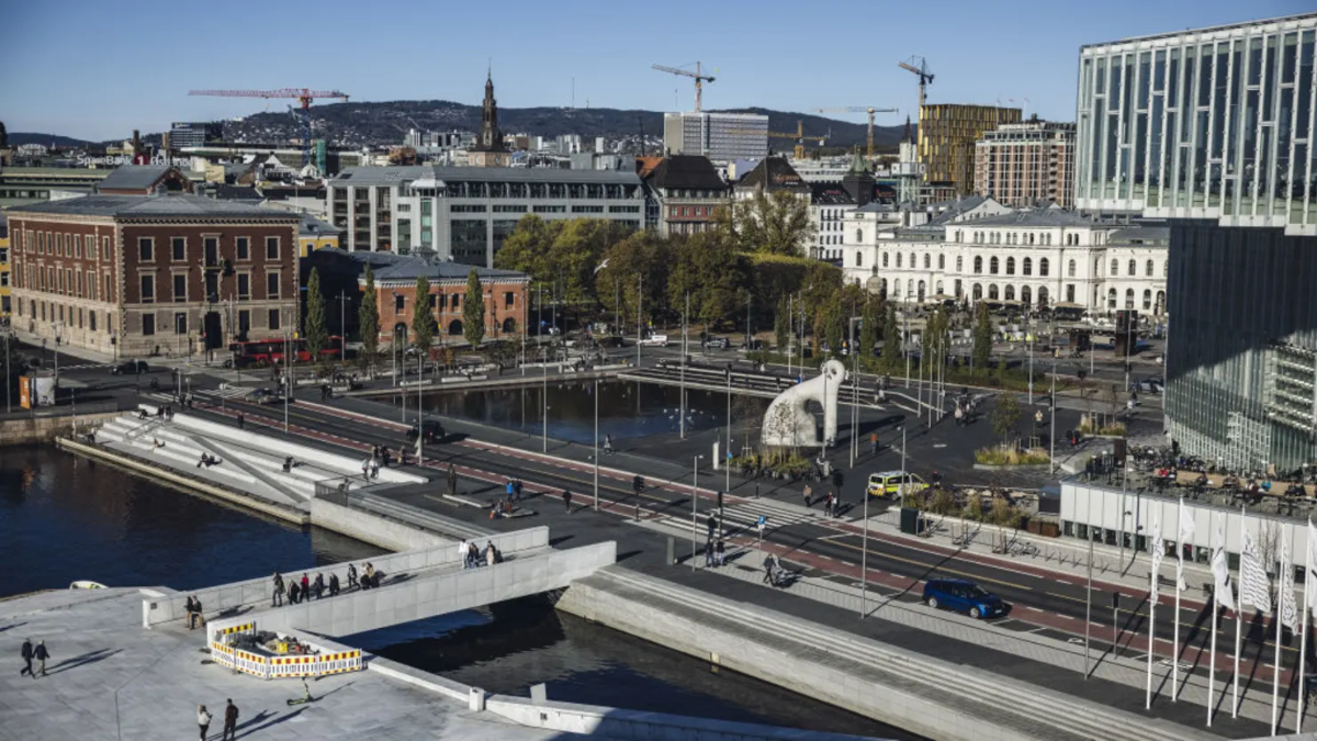 Toàn cảnh Oslo nhìn từ mái Nhà hát Opera Oslo ở Oslo, Na Uy - Ảnh: Getty Images