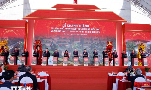 Tổng Bí thư Tô Lâm dự lễ khánh thành Trường Phổ thông nội trú liên cấp Tiểu học và THCS Si Pa Phìn, Điện Biên