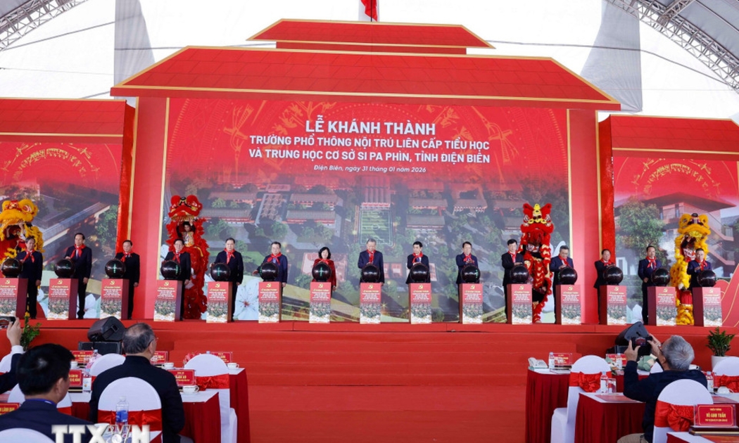 Tổng Bí thư Tô Lâm dự lễ khánh thành Trường Phổ thông nội trú liên cấp Tiểu học và THCS Si Pa Phìn, Điện Biên