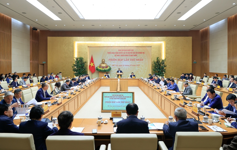 Toàn cảnh Phiên họp thứ Nhất của Ban Chỉ đạo quốc gia triển khai Nghị quyết số 79-NQ/TW. Ảnh: VGP