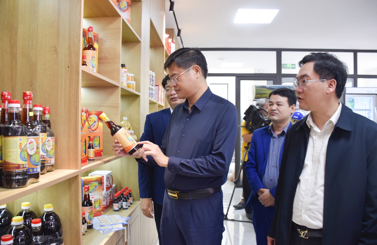 Các đại biểu thăm quan tại Phòng trưng bày giới thiệu quảng bá và bán sản phẩm