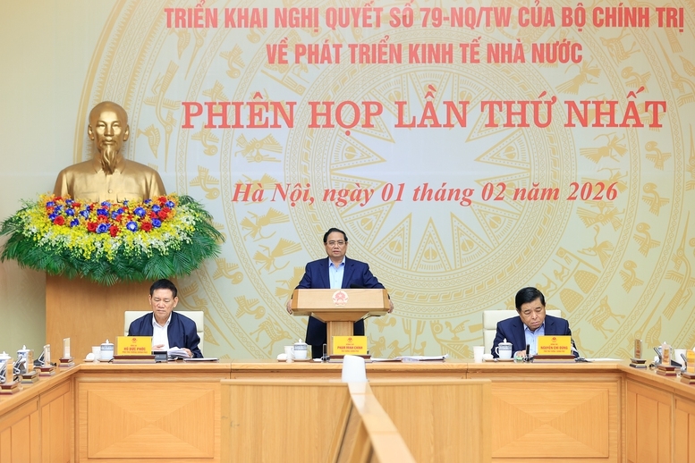 Thủ tướng Phạm Minh Chính chủ trì Phiên họp lần thứ Nhất Ban Chỉ đạo Quốc gia triển khai Nghị quyết số 79-NQ/TW. Ảnh: VGP.
