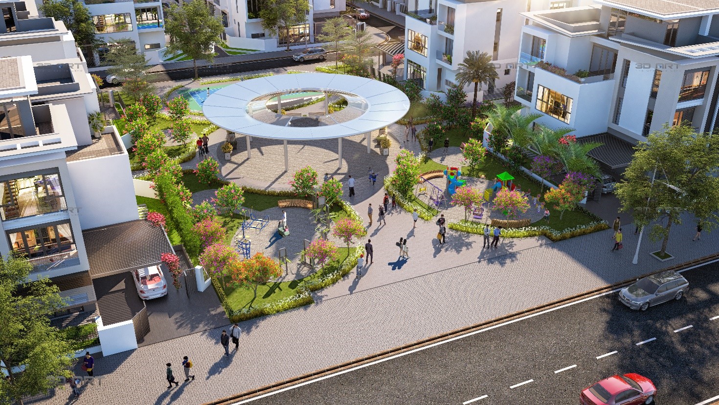 Công viên nội khu tại dự án An Quý Villa thuộc Khu đô thị mới Dương Nội.