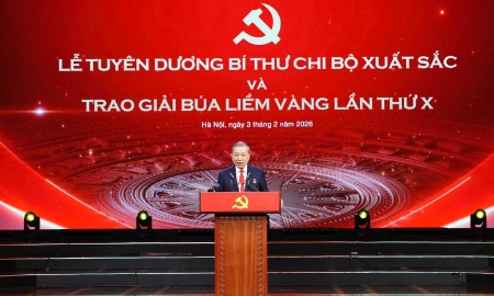 Phát biểu của Tổng Bí thư Tô Lâm tại Lễ tuyên dương Bí thư chi bộ xuất sắc và công bố, trao giải Búa liềm vàng