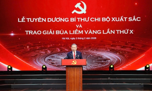 Phát biểu của Tổng Bí thư Tô Lâm tại Lễ tuyên dương Bí thư chi bộ xuất sắc và công bố, trao giải Búa liềm vàng