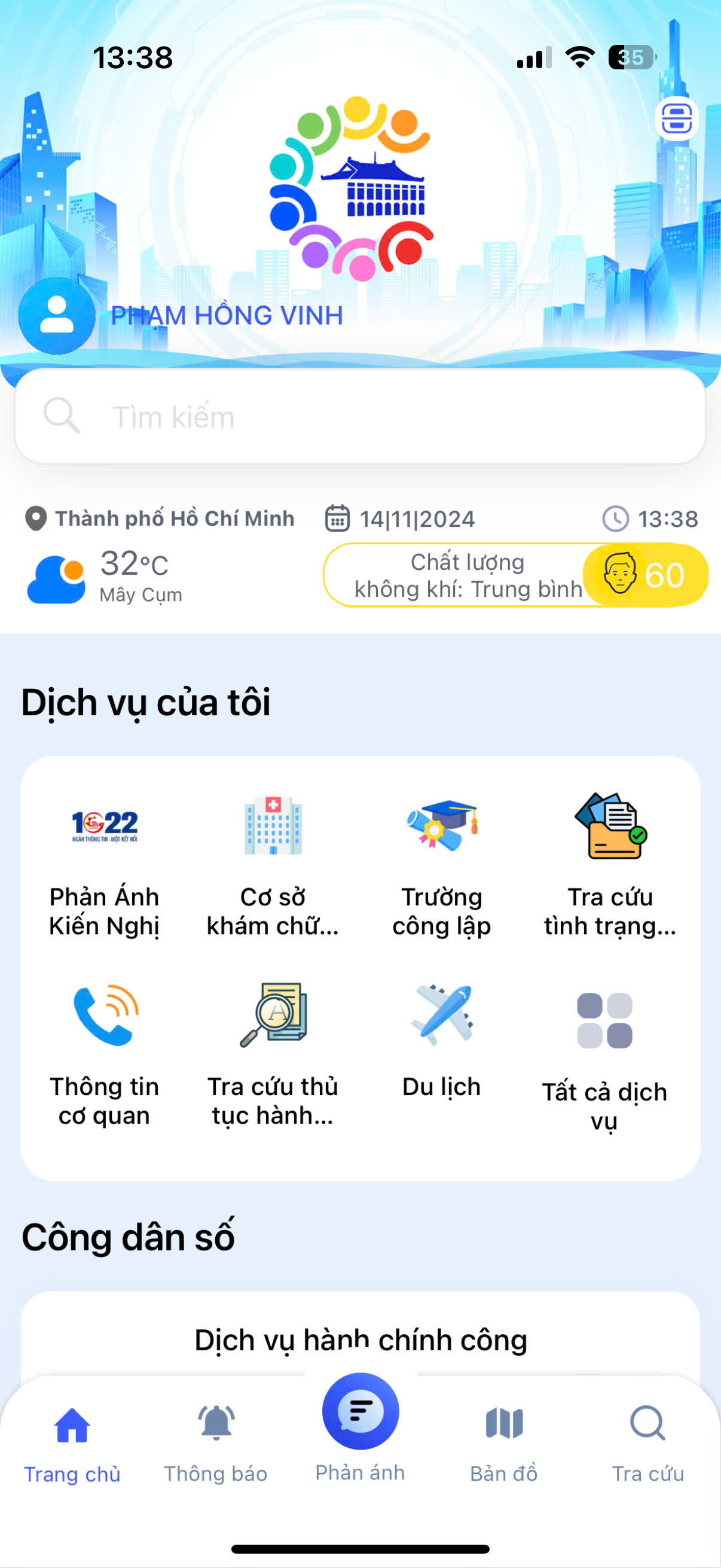 TP. Hồ Chí Minh hướng tới mục tiêu 100% công dân số vào quý 2/2026 - Ảnh giao diện ứng dụng Công dân số TP.HCM.
