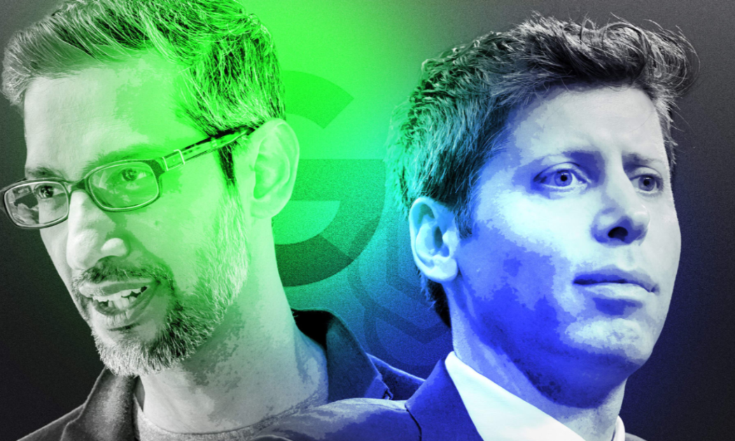 CEO Google Sundar Pichai (trái) và CEO OpenAI Sam Altman (phải) - Ảnh minh hoạ. 