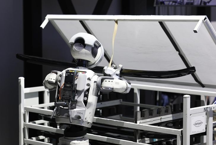 Robot Atlas trình diễn các bộ phận chuyển động tại gian trưng bày của Hyundai Motor ở CES, Las Vegas. Ảnh: Yonhap