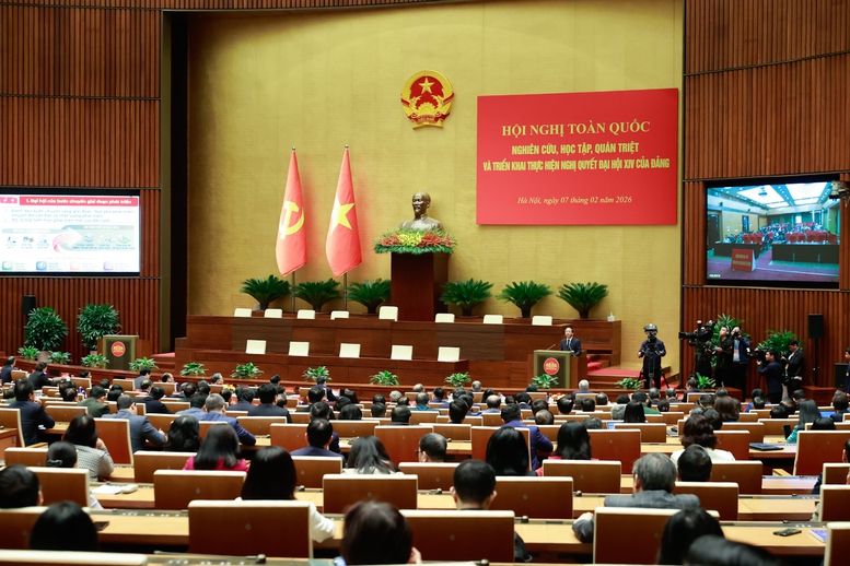 Hội nghị toàn quốc nghiên cứu, học tập, quán triệt và triển khai thực hiện Nghị quyết Đại hội XIV của Đảng đã hoàn thành toàn bộ nội dung, chương trình và bế mạc vào chiều 7/2 - Ảnh: VGP