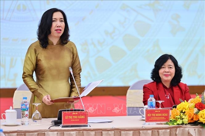 Thứ trưởng Bộ Ngoại giao Lê Thị Thu Hằng phát biểu. Ảnh: TTXVN.