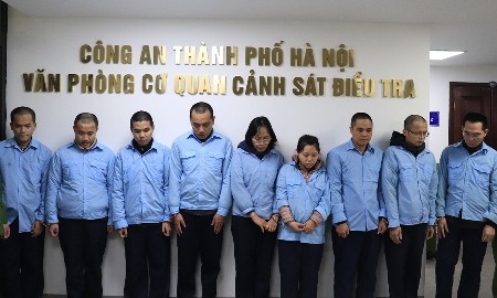 Các đối tượng trong vụ án. Ảnh: Cổng thông tin điện tử Công an TP. Hà Nội.