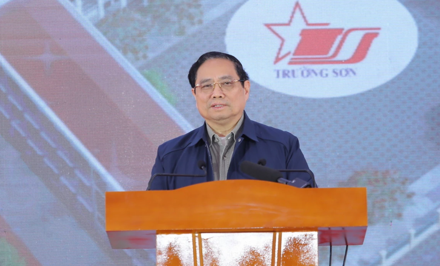 Thủ tướng Phạm Minh Chính phát biểu chỉ đạo tại lễ khởi công dự án. Ảnh: Minh Hiếu