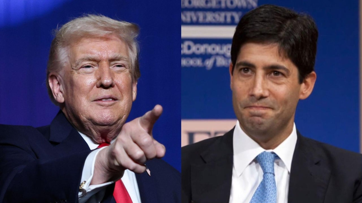 Tổng thống Mỹ Donald Trump và ông Kevin Warsh - Ảnh: Reuters