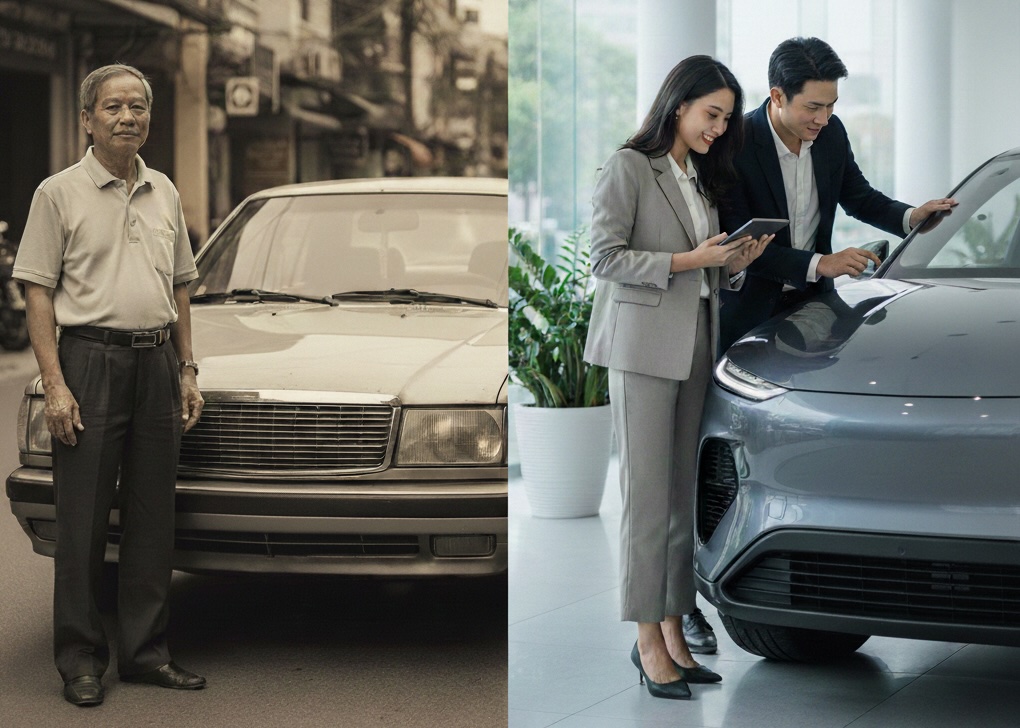 <i>Tư duy mua xe của người dùng Việt đang thay đổi theo thời gian. Ảnh minh hoạ: AI.</i>