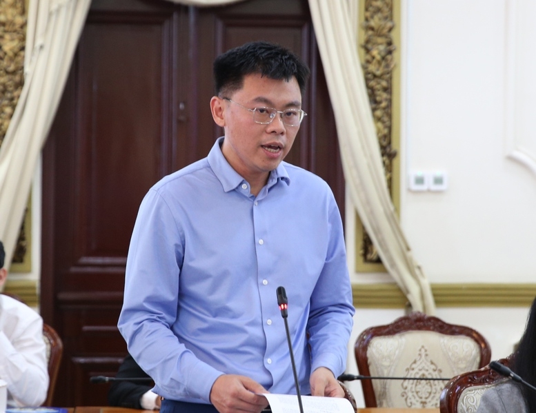 Lãnh đạo Cơ quan Điều hành Trung tâm Tài chính quốc tế Việt Nam tại TPHCM phát biểu - Ảnh: VGP/Nguyễn Hoàng