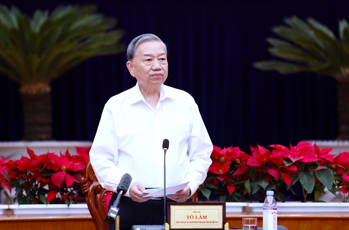 Tổng Bí thư Tô Lâm phát biểu.