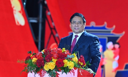 Thủ tướng Chính phủ Phạm Minh Chính phát biểu tại lễ bế mạc Hội chợ Mùa Xuân lần thứ nhất năm 2026.