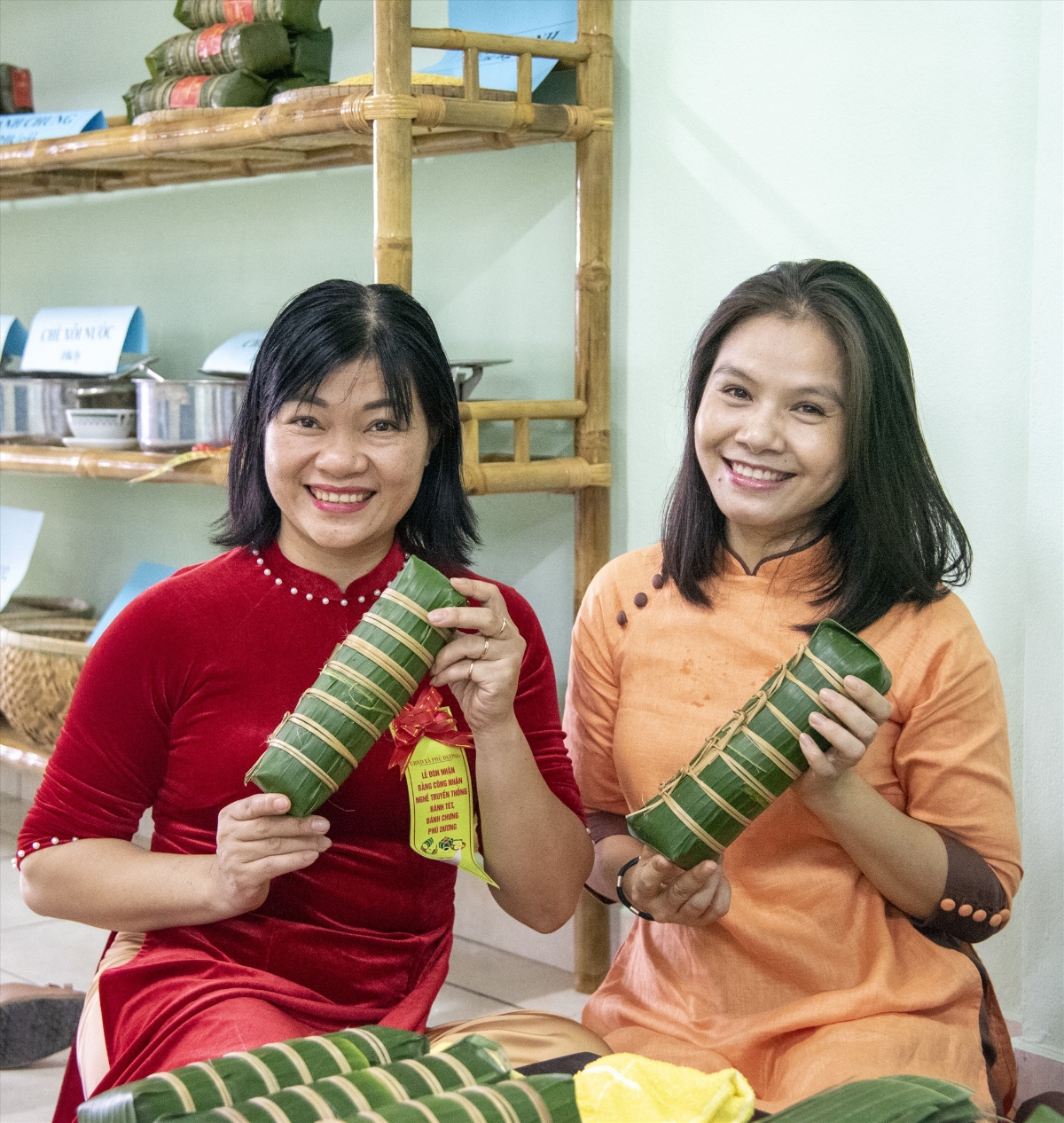 Những đòn bánh tét thành phẩm. Ảnh: Quảng An