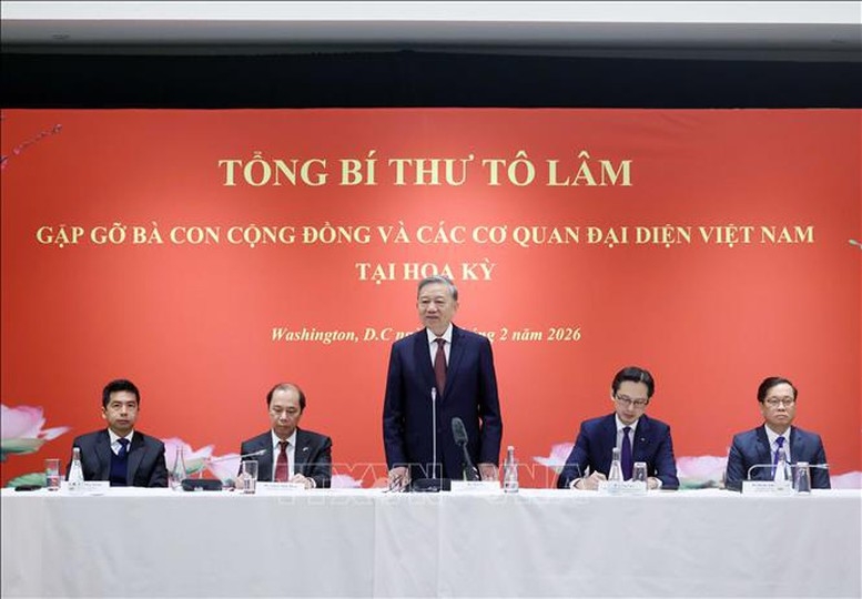 Tổng Bí thư Tô Lâm gặp gỡ cộng đồng người Việt Nam tại Hoa Kỳ. Ảnh: TTXVN