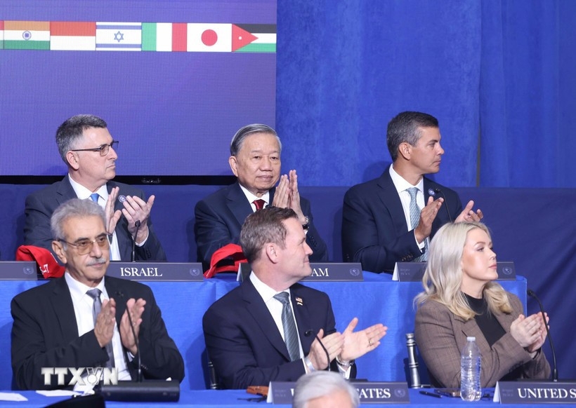 Tổng Bí thư Tô Lâm và các đại biểu dự Phiên khai mạc Hội đồng Hòa bình về Gaza.&nbsp; Ảnh:TTXVN