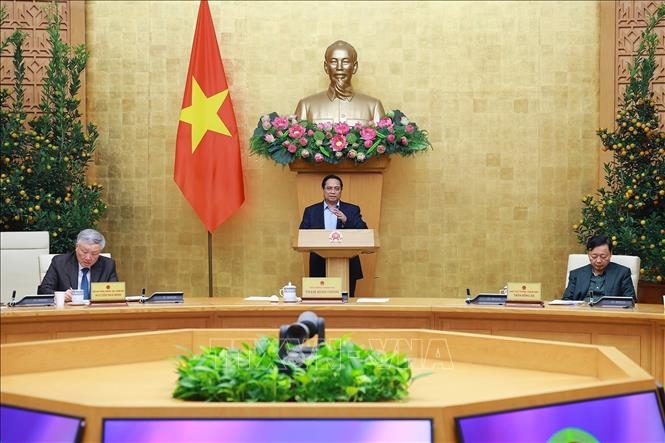 Thủ tướng Phạm Minh Chính chủ trì họp đánh giá tình hình Tết Nguyên đán Bính Ngọ. Ảnh: TTXVN